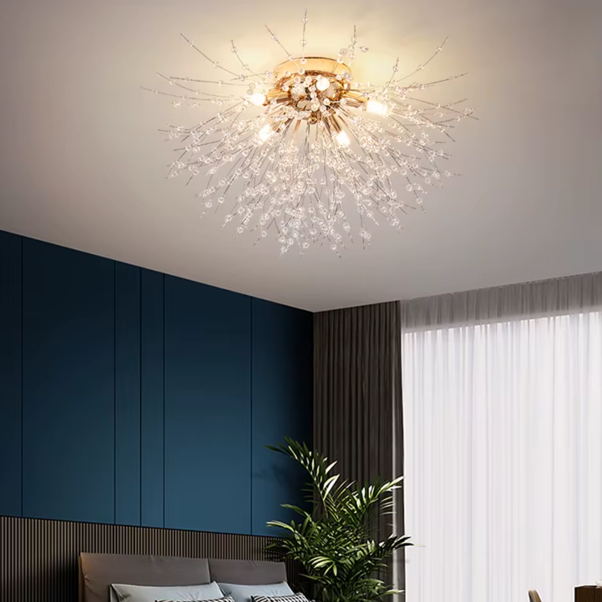 Lustre Plafonnier Cristal Doré | Camille