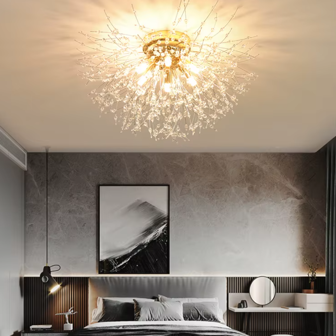 Lustre Plafonnier Cristal Doré | Camille