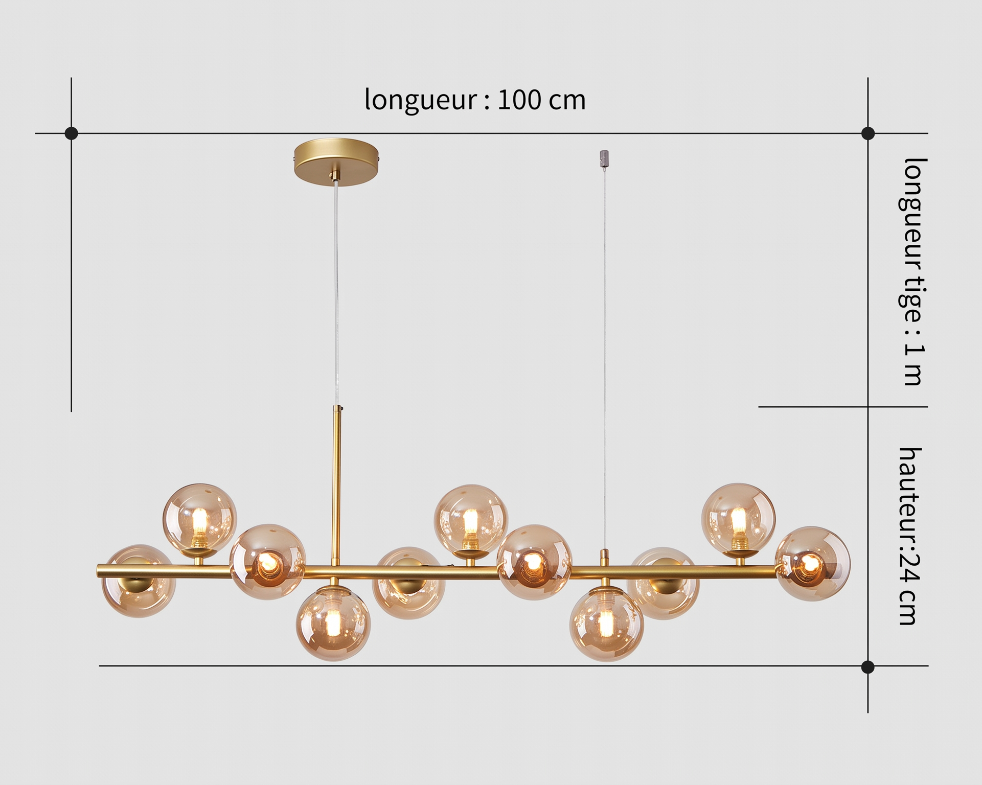 Lustre Suspension Boules  en Verre 11 Têtes Nordique  | Séraphine