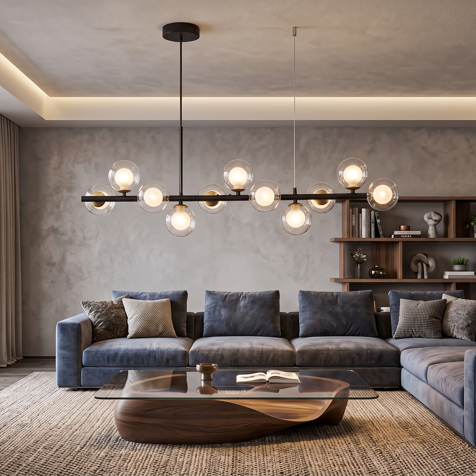 Lustre Suspension Boules  en Verre 11 Têtes Nordique  | Séraphine