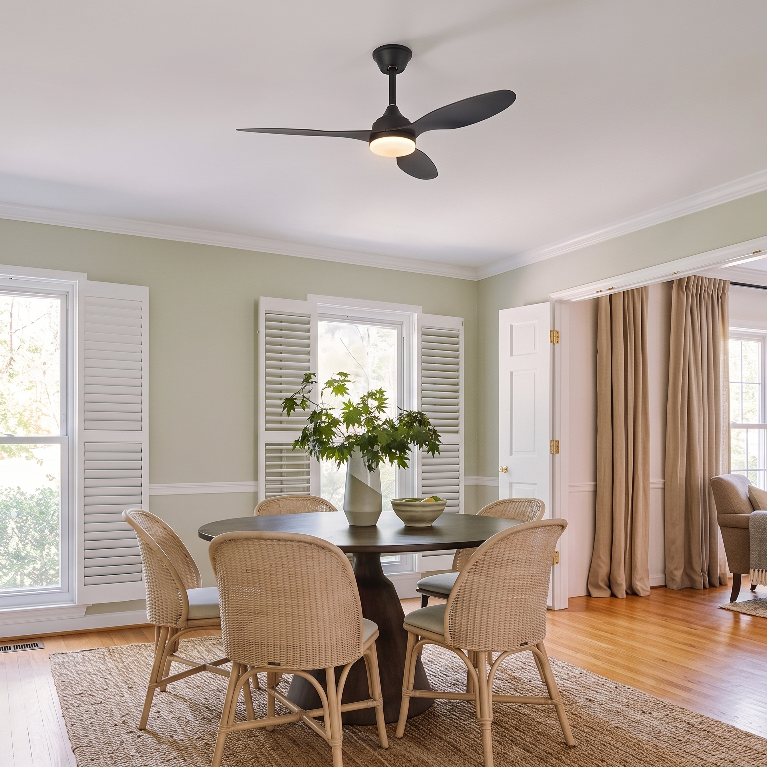 Plafonnier Ventilateur Bois LED Silencieux Télécommande | Noémie