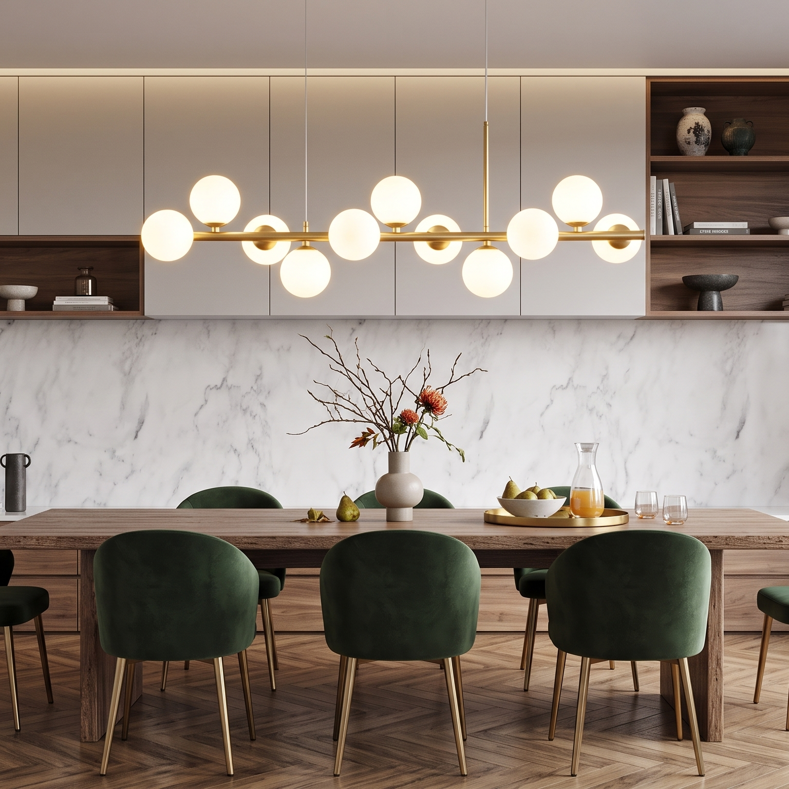 Lustre Suspension Boules  en Verre 11 Têtes Nordique  | Séraphine