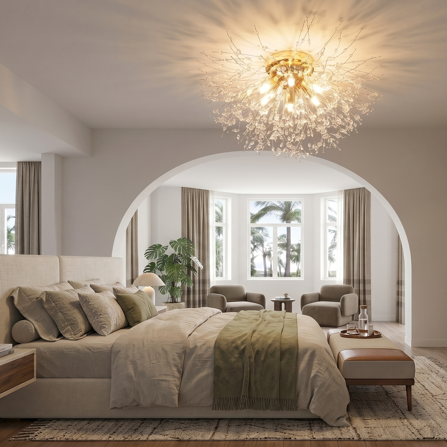Lustre Plafonnier Cristal Doré | Camille