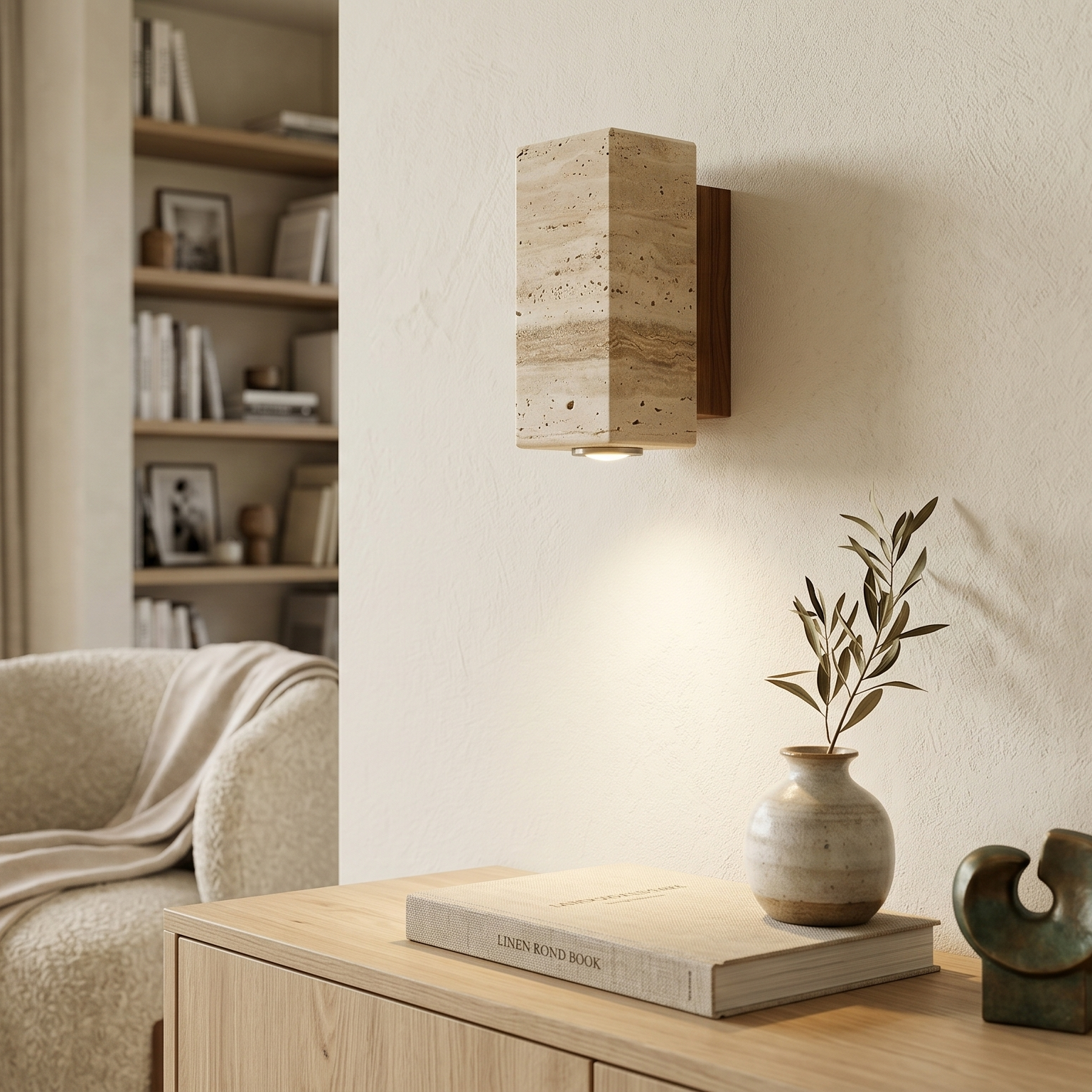 Applique Murale Travertin Bois | Albane