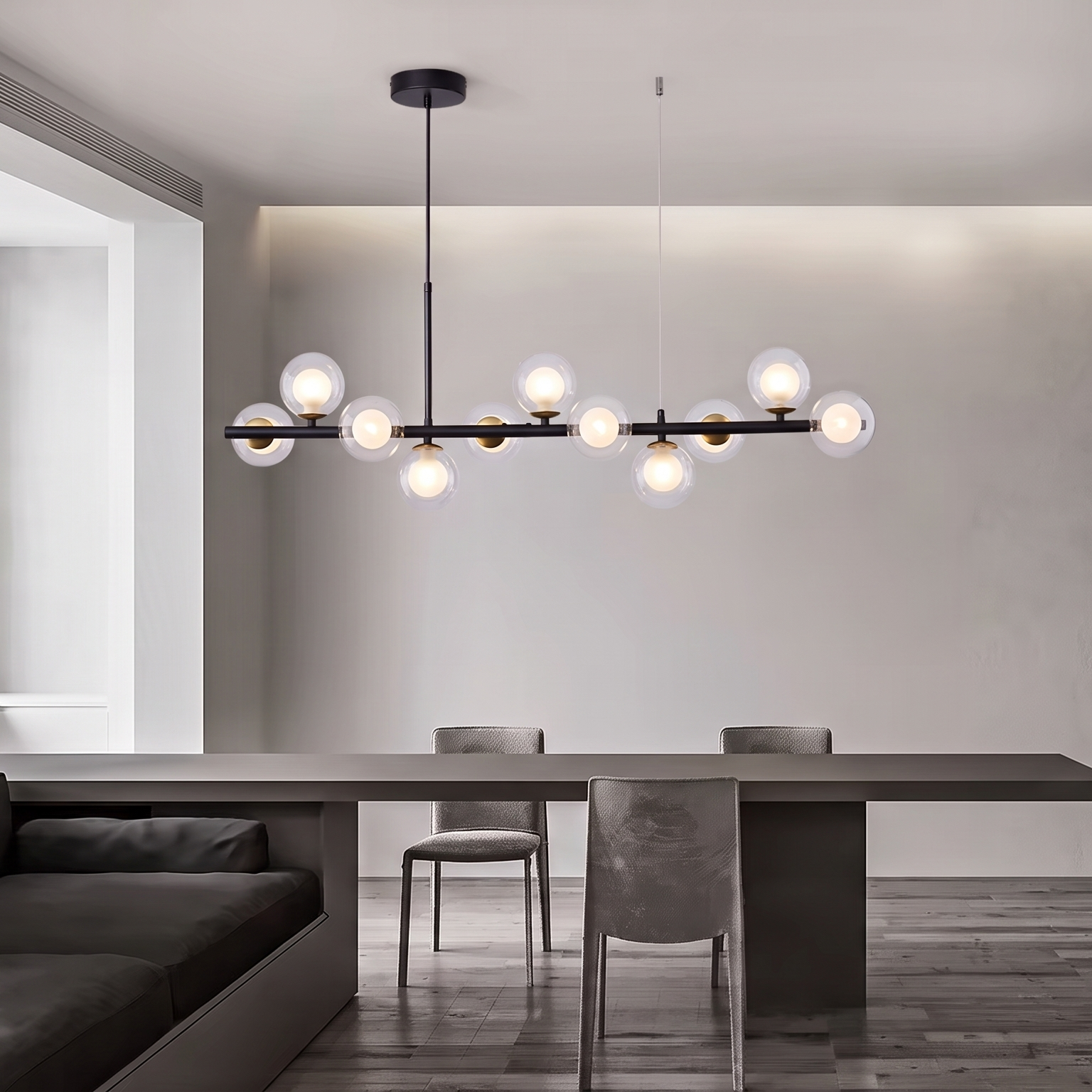 Lustre Suspension Boules  en Verre 11 Têtes Nordique  | Séraphine