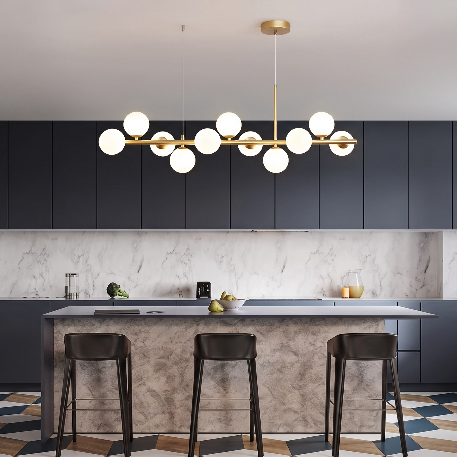 Lustre Suspension Boules  en Verre 11 Têtes Nordique  | Séraphine