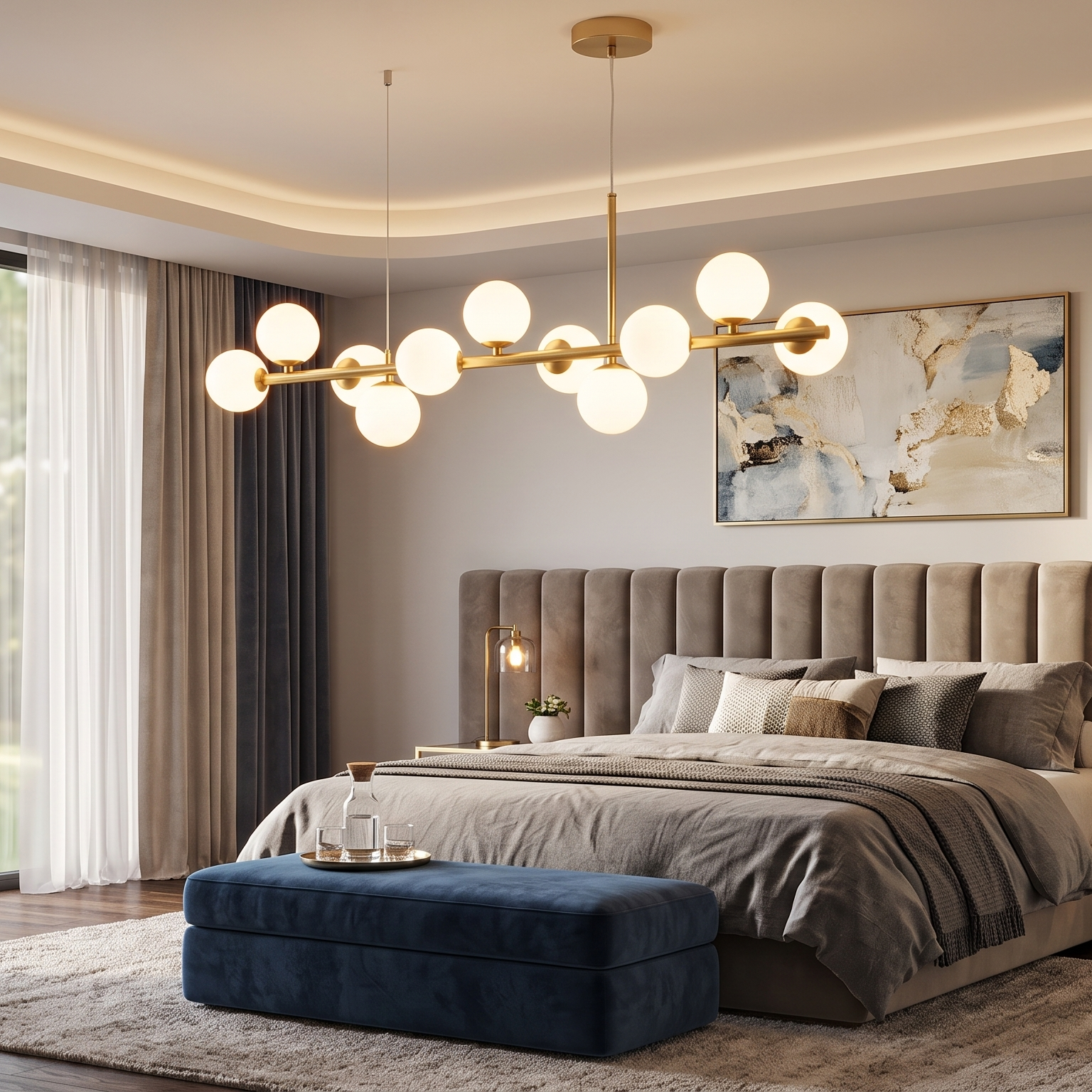 Lustre Suspension Boules  en Verre 11 Têtes Nordique  | Séraphine