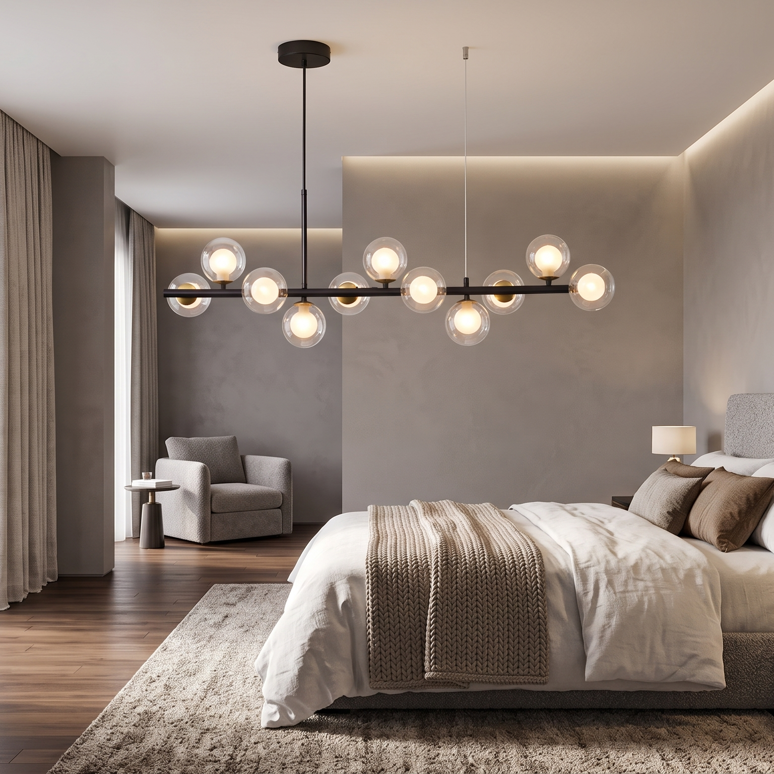 Lustre Suspension Boules  en Verre 11 Têtes Nordique  | Séraphine