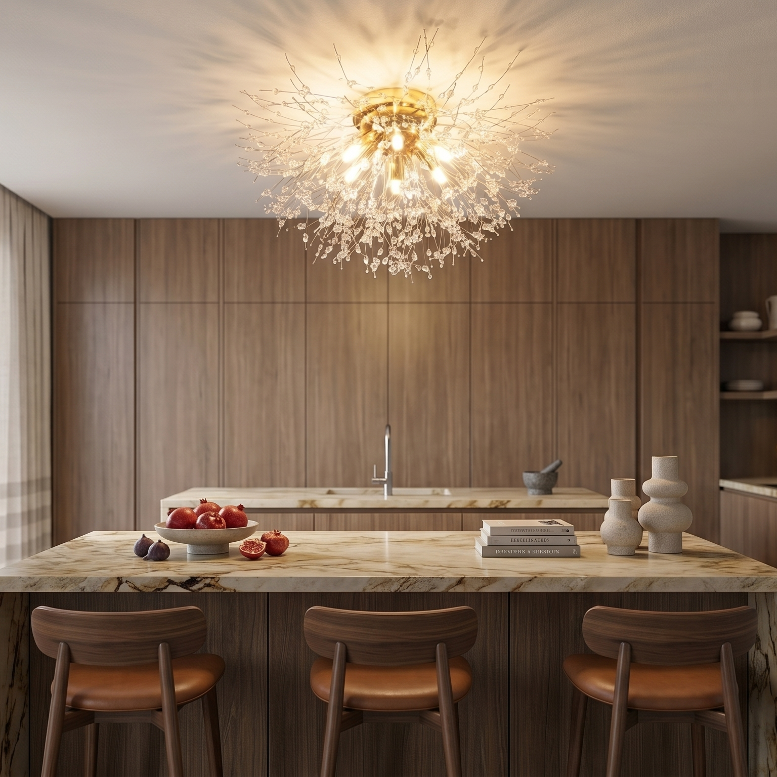 Lustre Plafonnier Cristal Doré | Camille