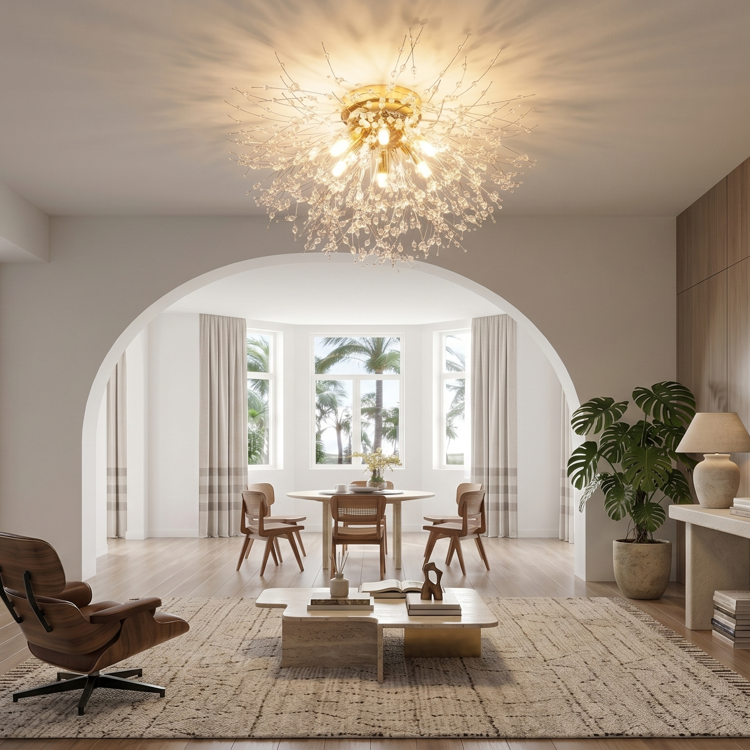 Lustre Plafonnier Cristal Doré | Camille