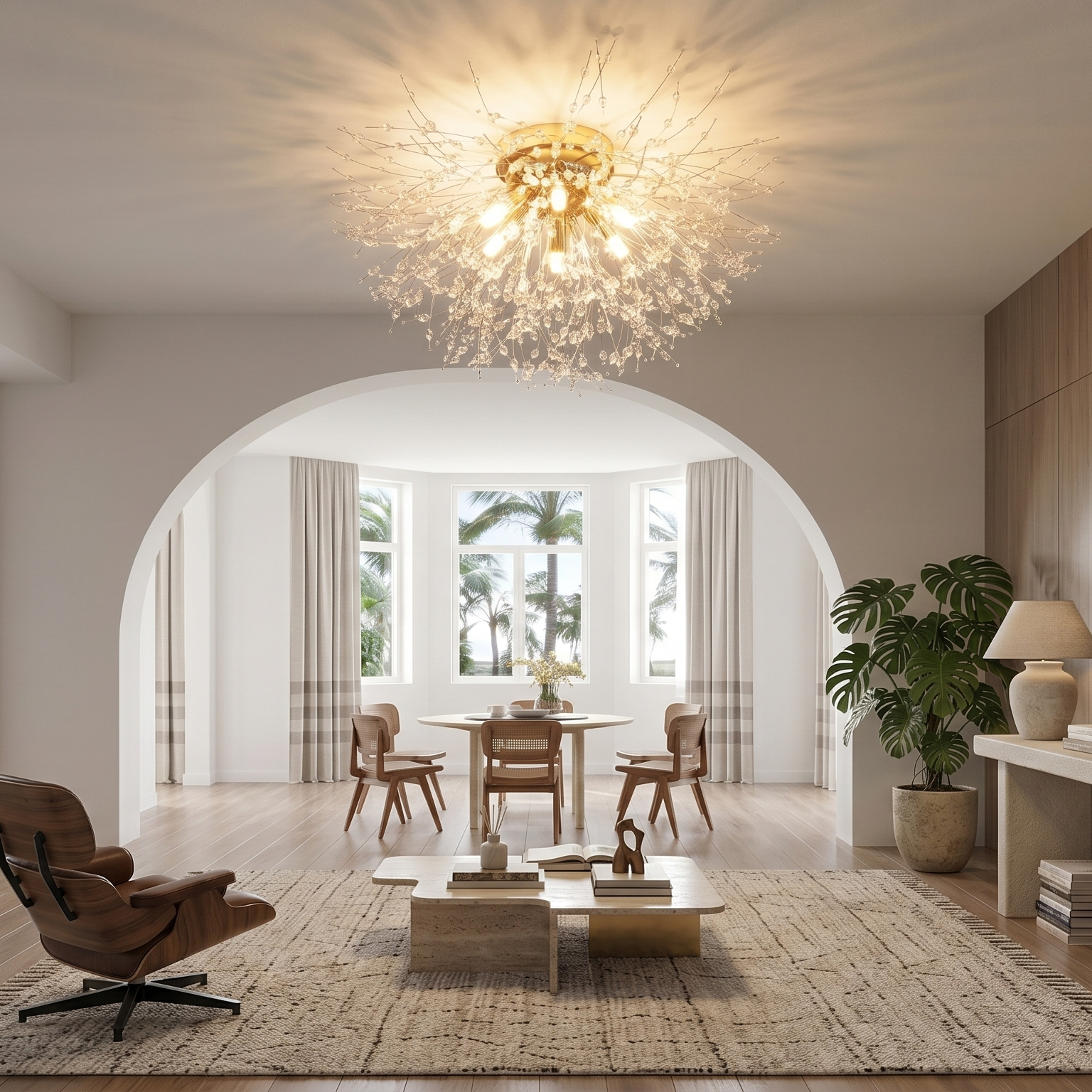 Lustre Plafonnier Cristal Doré | Camille