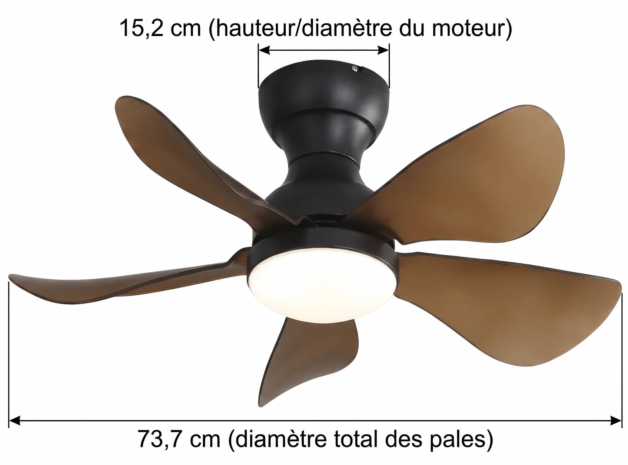 Plafonnier Ventilateur Noir LED Dimmable Compact Télécommandé | Raphaël