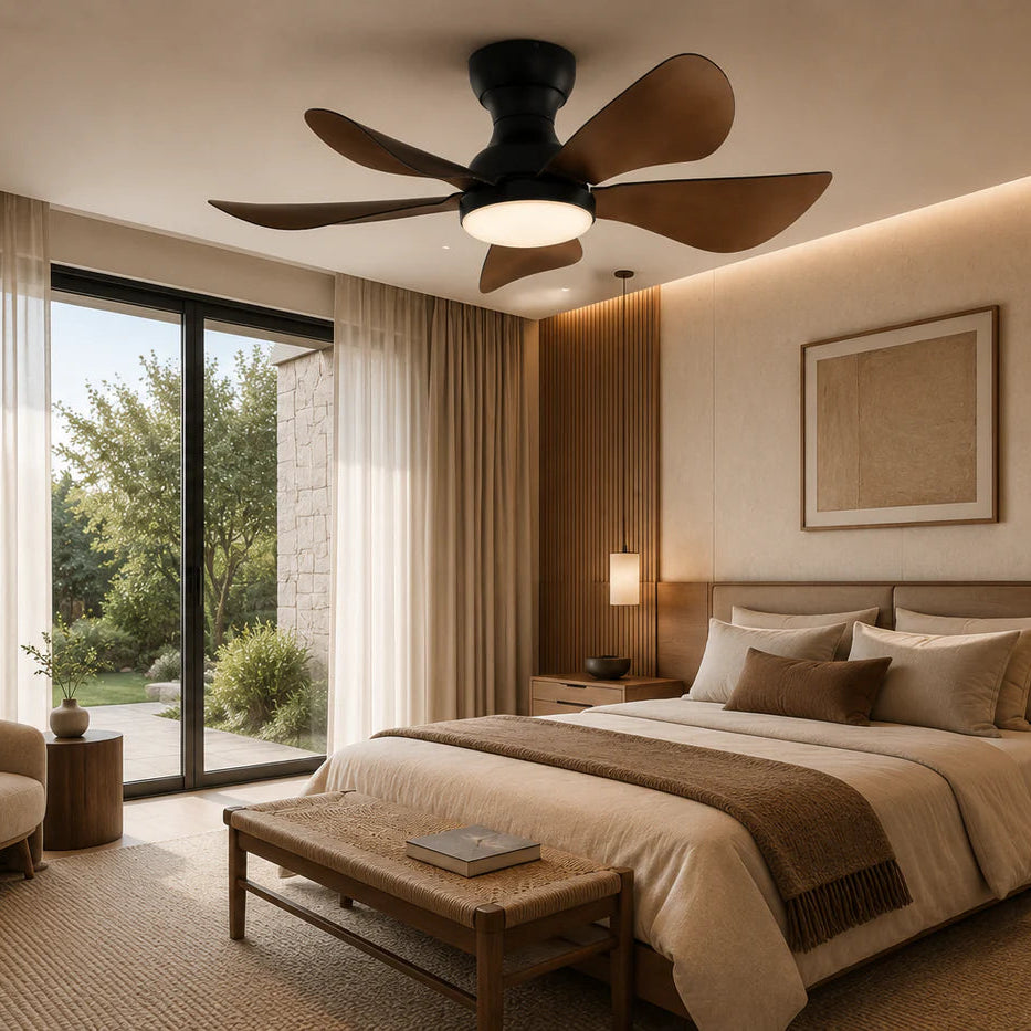 Plafonnier Ventilateur Noir LED Dimmable Compact Télécommandé | Raphaël